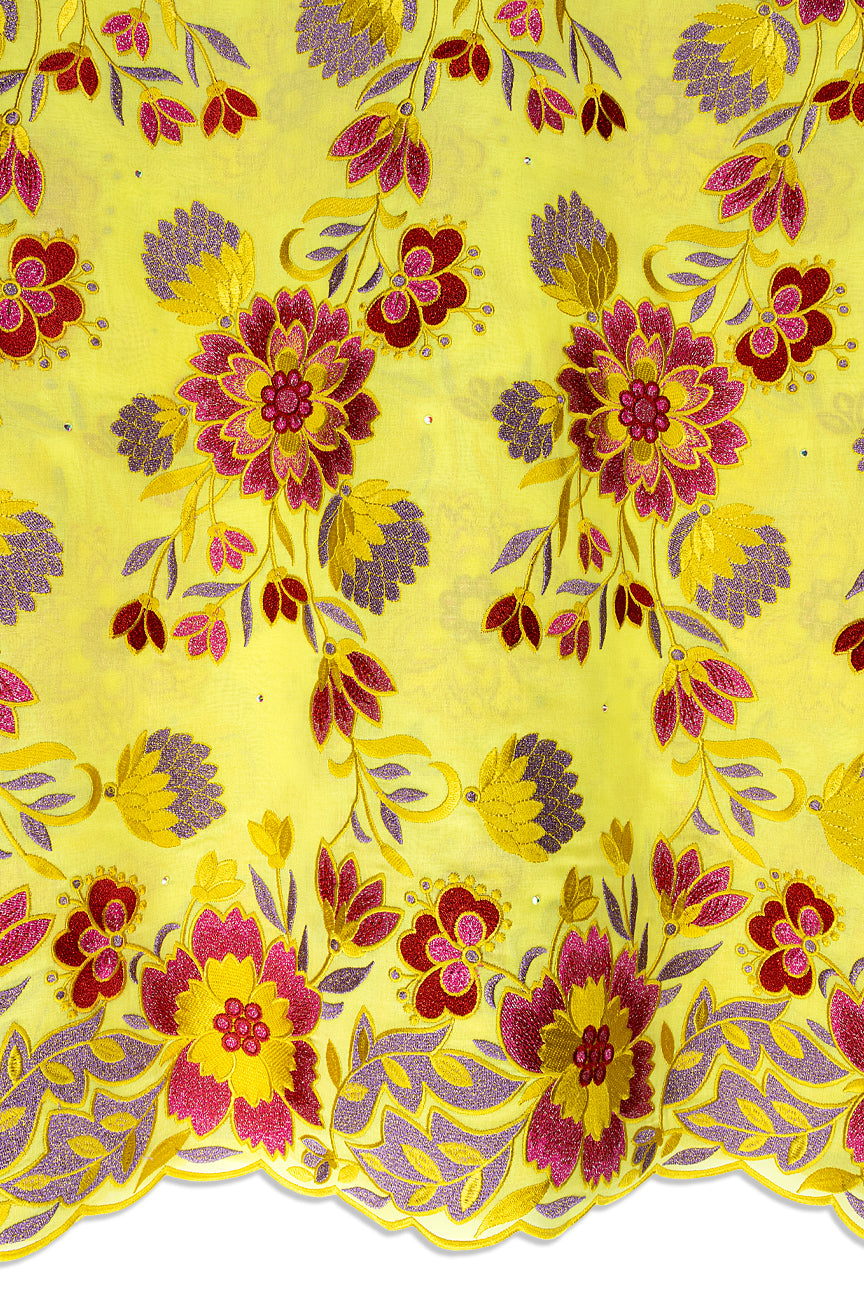 FSL805 - Stunning Fine Swiss Lace - Gold, Lavender & Red