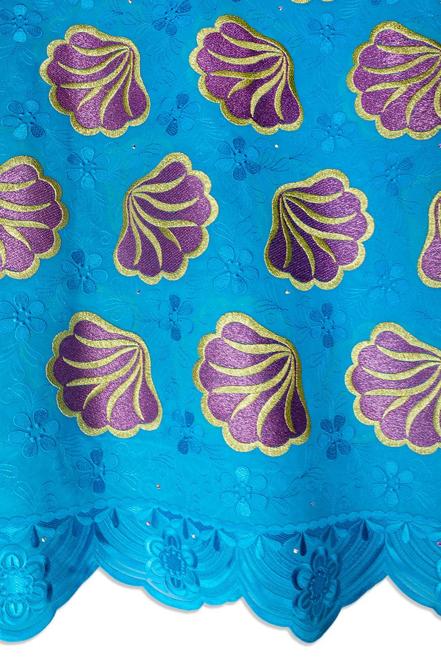 FSL764 - Stunning Fine Swiss Lace - Sky Blue, Lavender & Gold