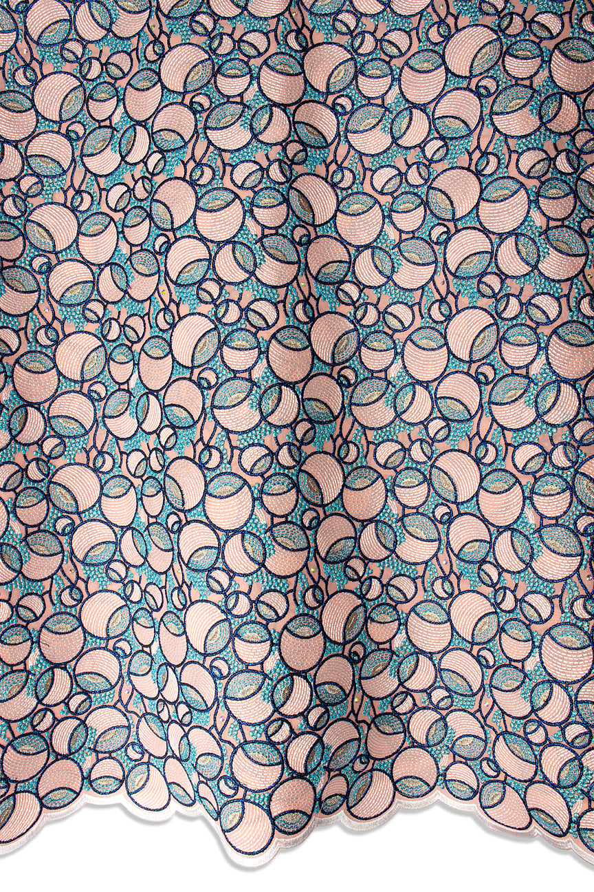 FSL804 - Stunning Fine Swiss Lace - Pink & Turquoise