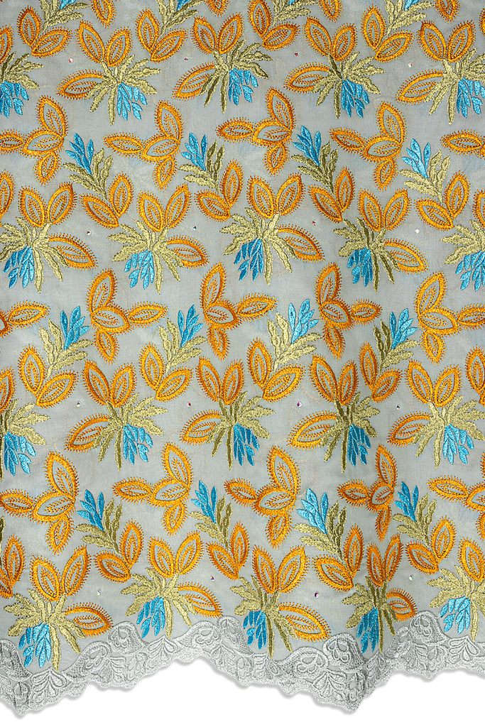 FSL766 - Stunning Fine Swiss Lace -  Turquoise, Aqua & Gold