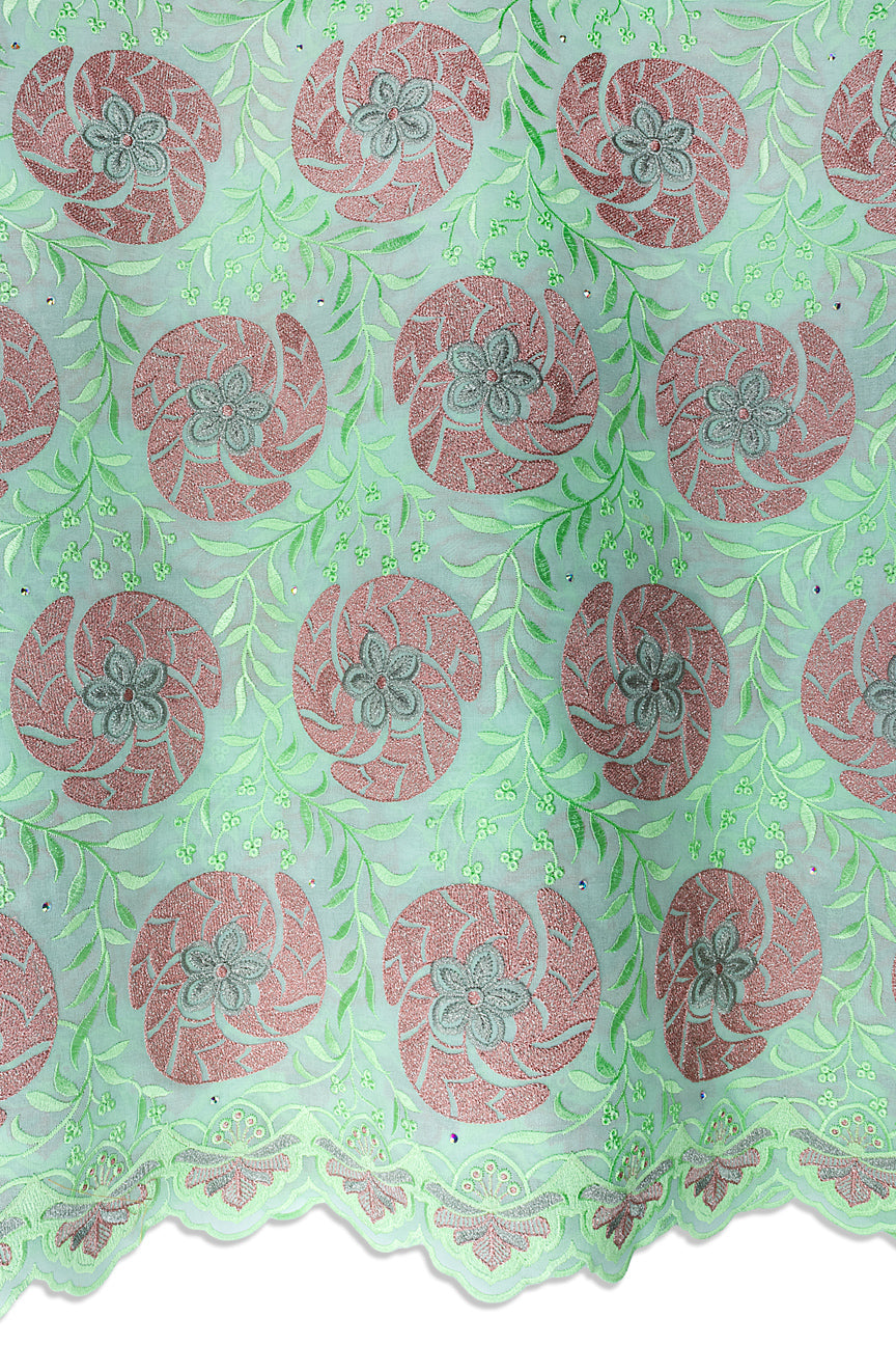 FSL800 - Stunning Fine Swiss Lace - Mint & Pink