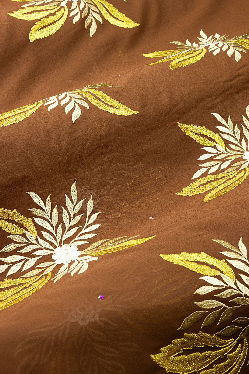 FSL803 - Stunning Fine Swiss Lace - Brown & Gold