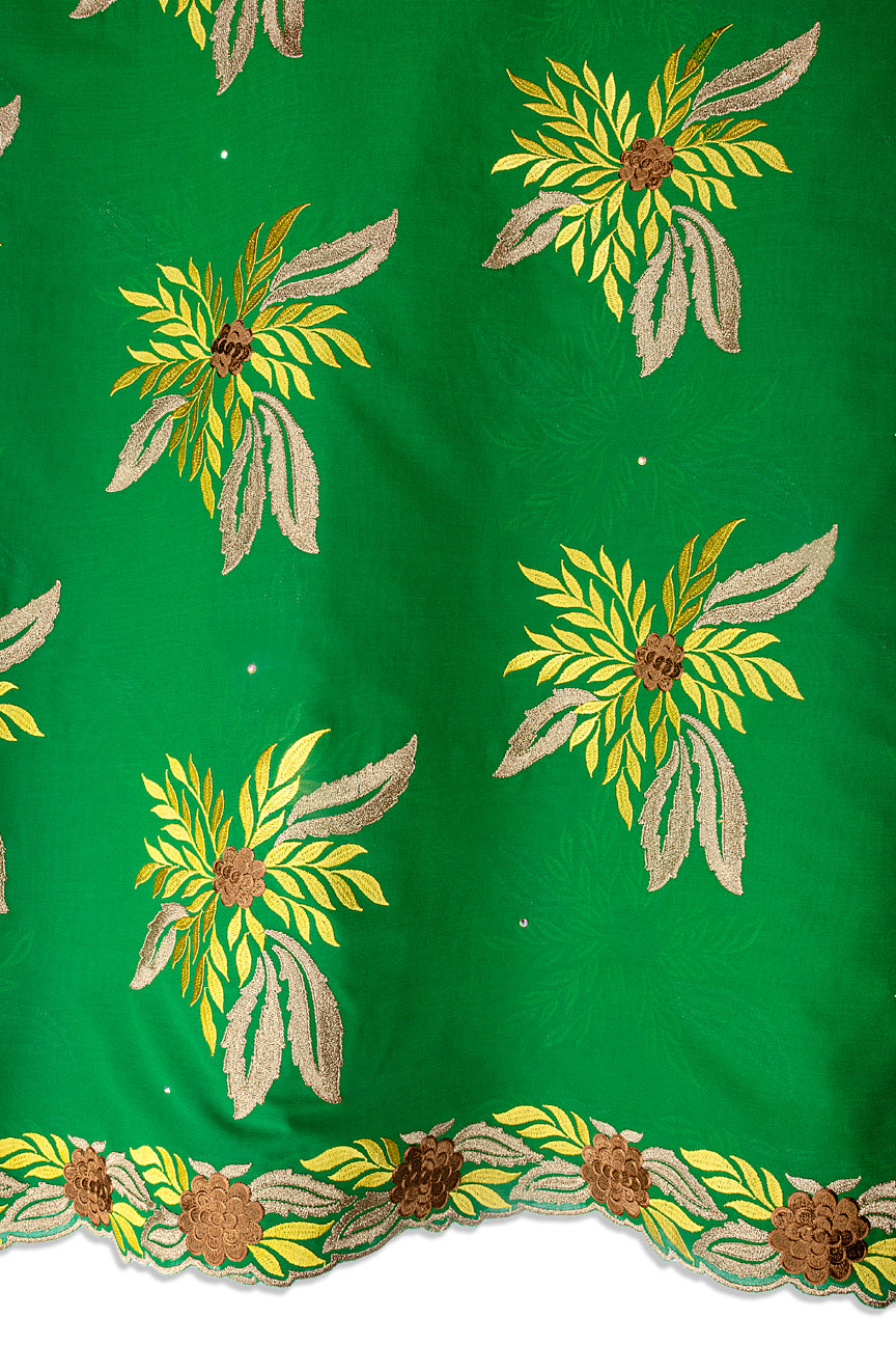 FSL803 - Stunning Fine Swiss Lace - Emerald Green & Gold