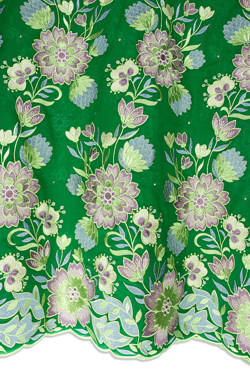 FSL805 - Stunning Fine Swiss Lace - Emerald Green, Sky Blue & Lavender
