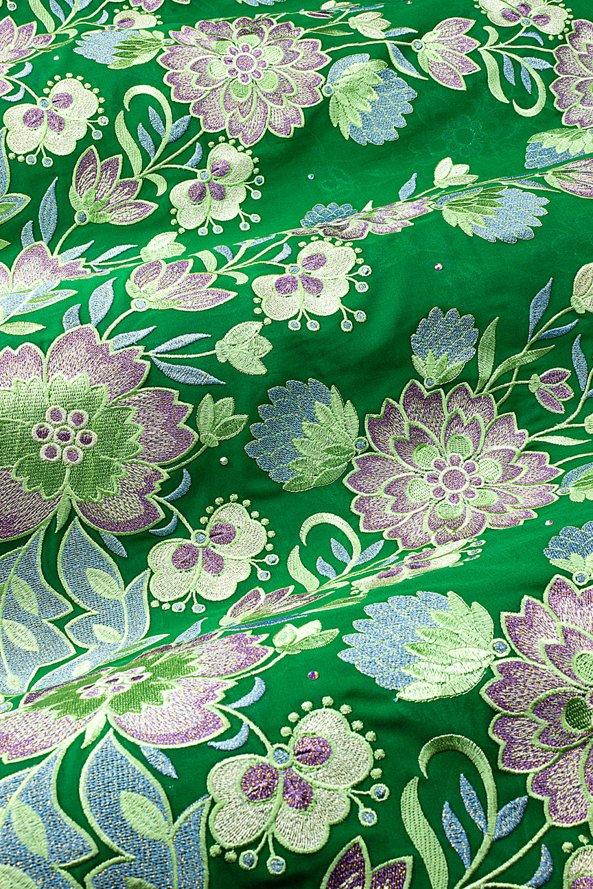 FSL805 - Stunning Fine Swiss Lace - Emerald Green, Sky Blue & Lavender