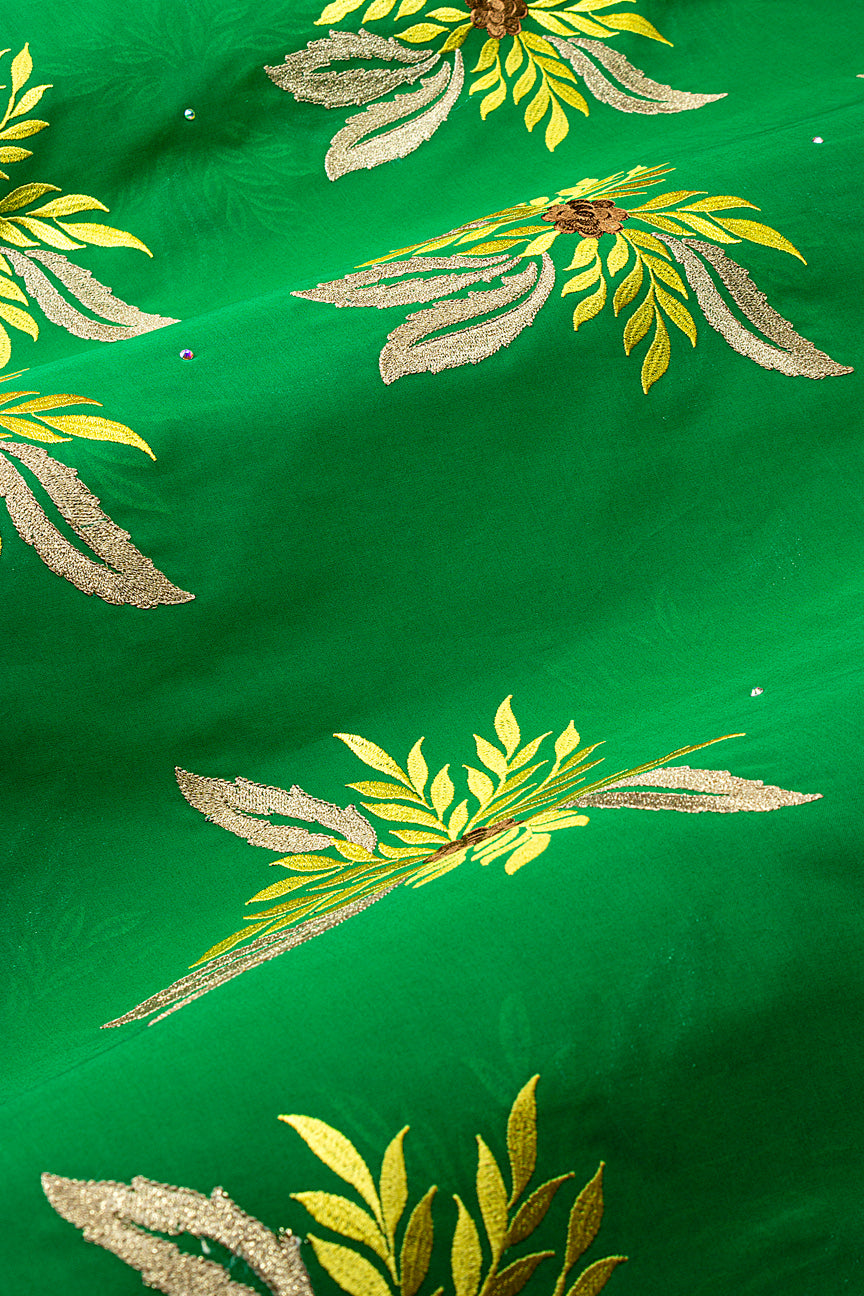 FSL803 - Stunning Fine Swiss Lace - Emerald Green & Gold