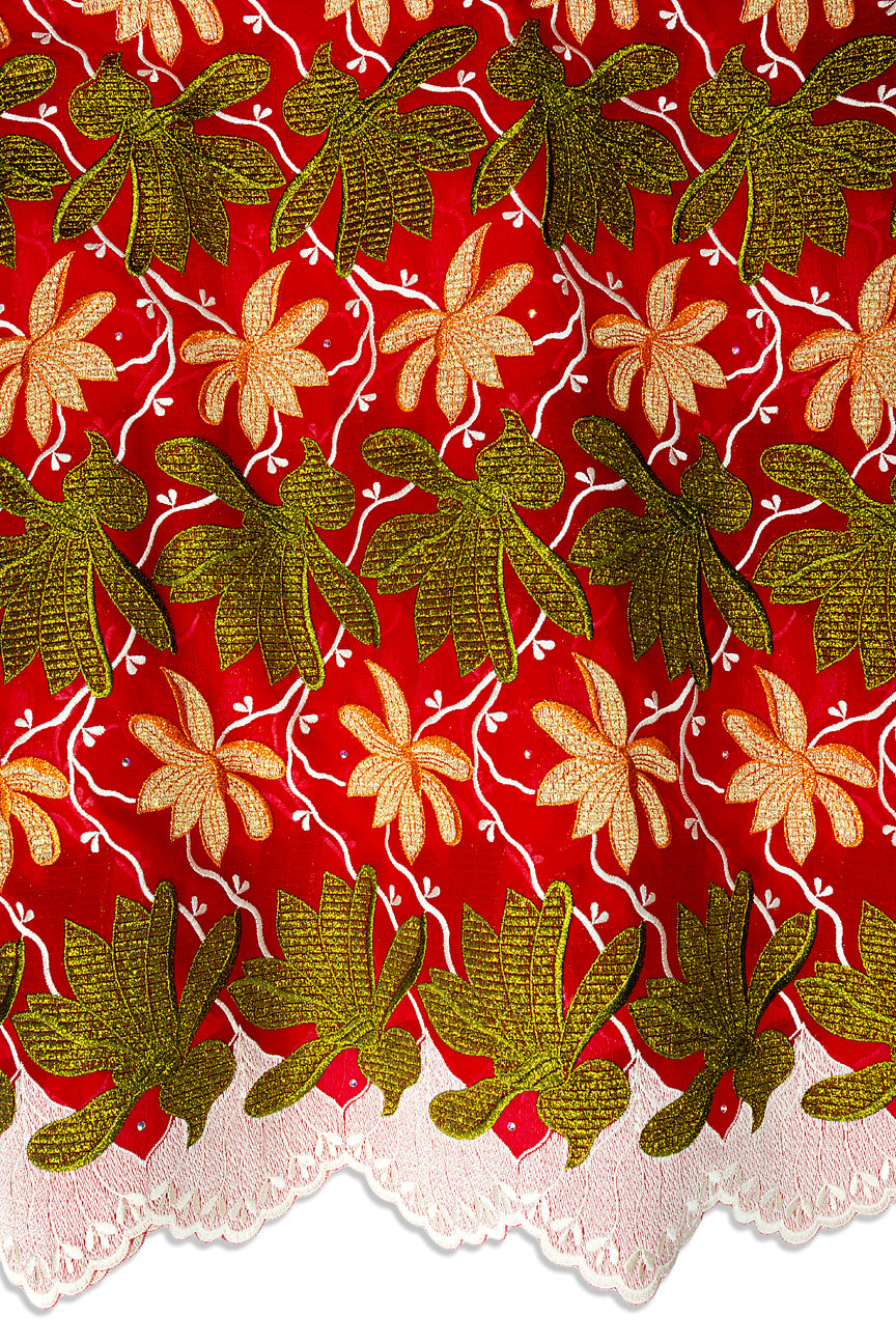 FSL781 - Stunning Fine Swiss Lace - Royal Red, Gold & White
