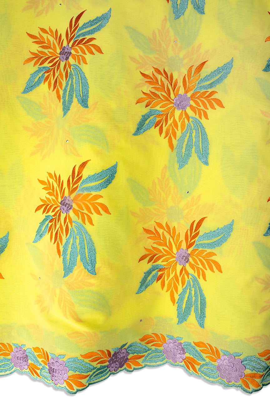 FSL803 - Stunning Fine Swiss Lace - Gold & Turquoise