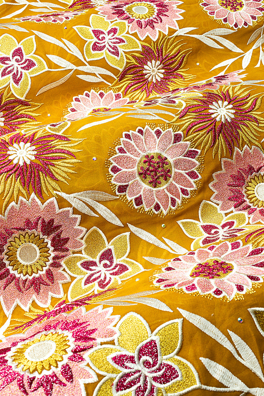 FSL807 - Stunning Fine Swiss Lace - Pink & Gold