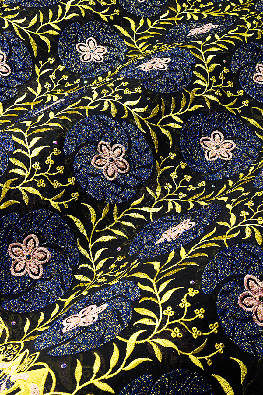 FSL800 - Stunning Fine Swiss Lace - Black, Navy Blue, Gold & Pink