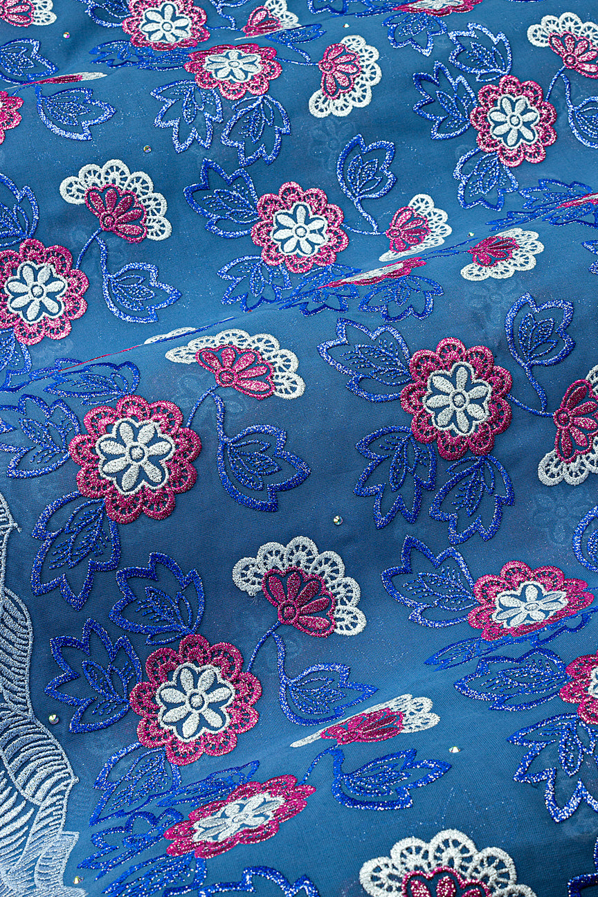 FSL768 - Stunning Fine Swiss Lace - Sky Blue & Lavender