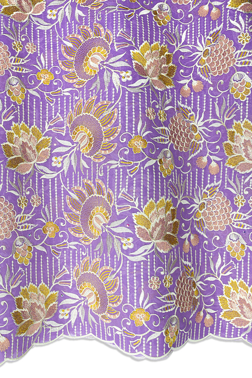 FSL801 - Stunning Fine Swiss Lace - Lilac & Gold