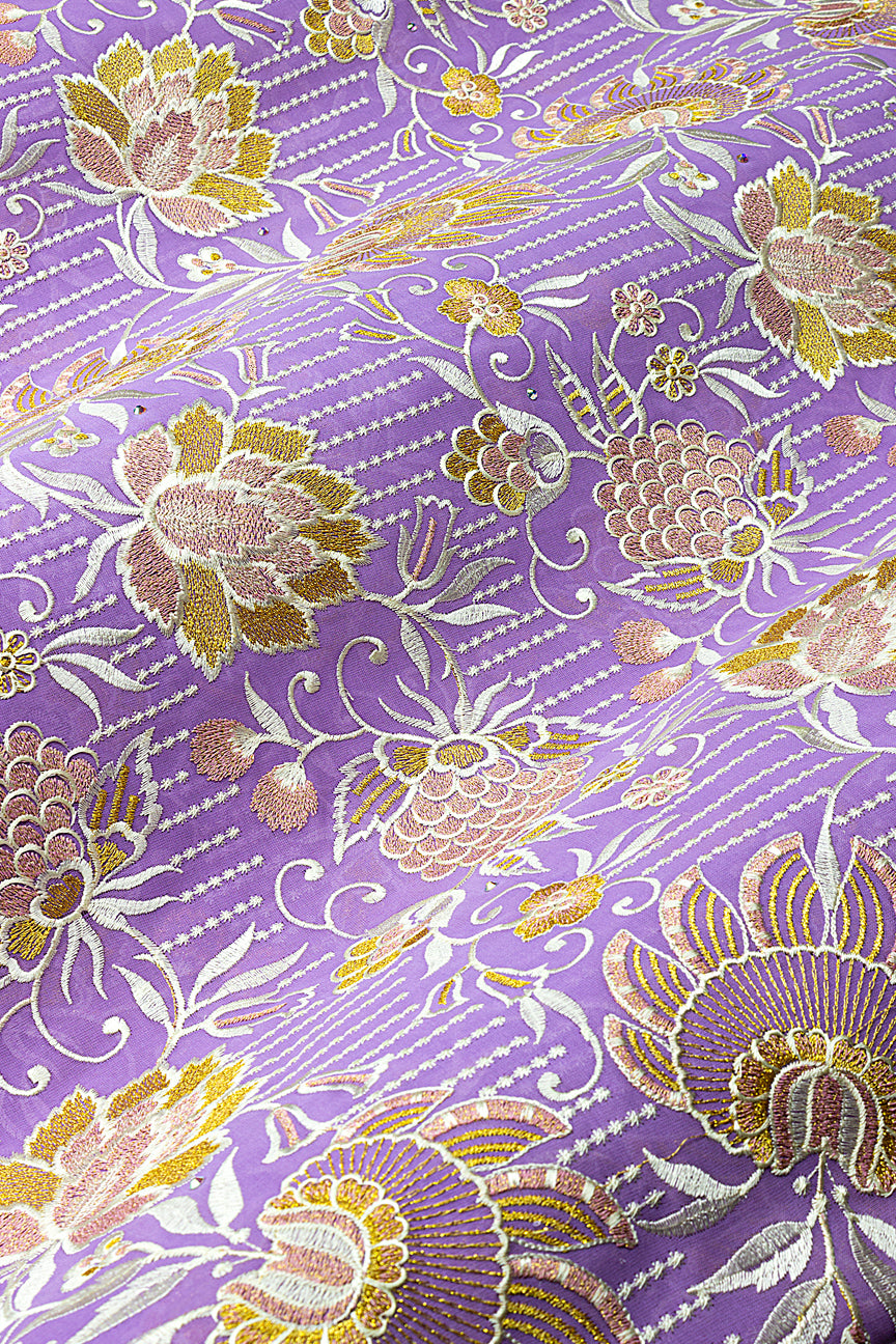 FSL801 - Stunning Fine Swiss Lace - Lilac & Gold