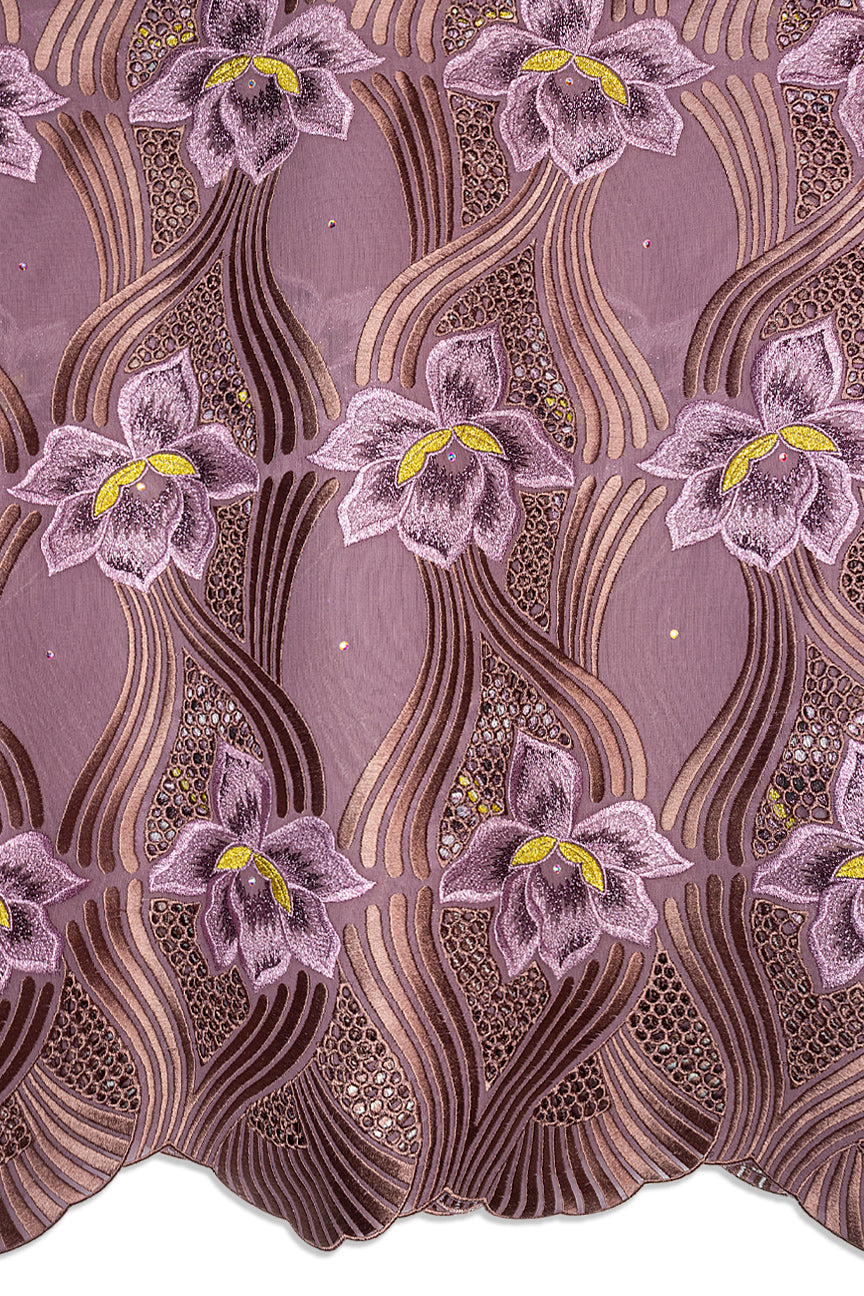 FSL764 - Stunning Fine Swiss Lace - Lavender & Gold