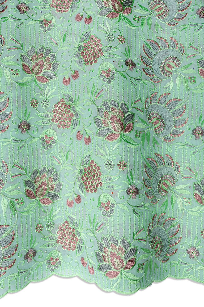 FSL801 - Stunning Fine Swiss Lace - Mint & Pink