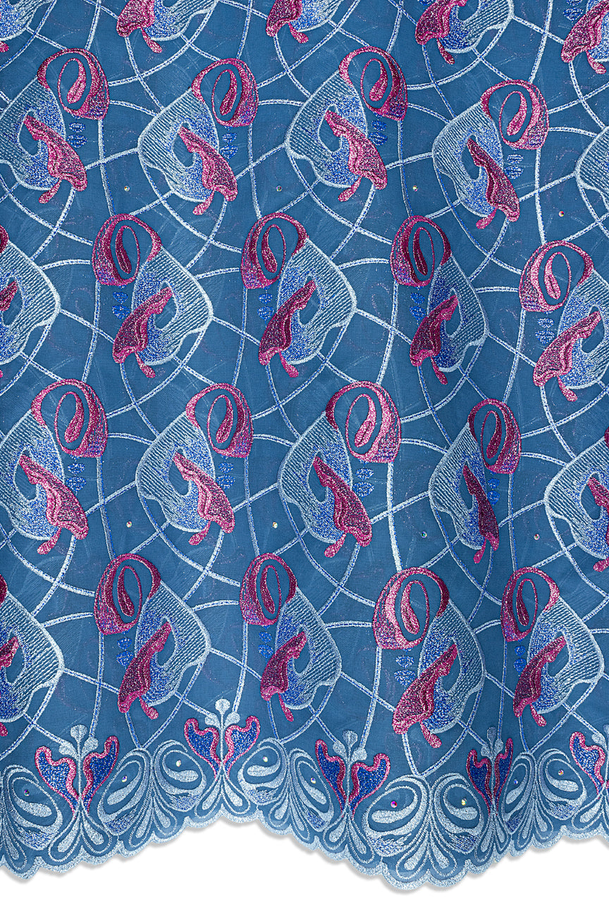 FSL769 - Stunning Fine Swiss Lace - Sky Blue & Lavender