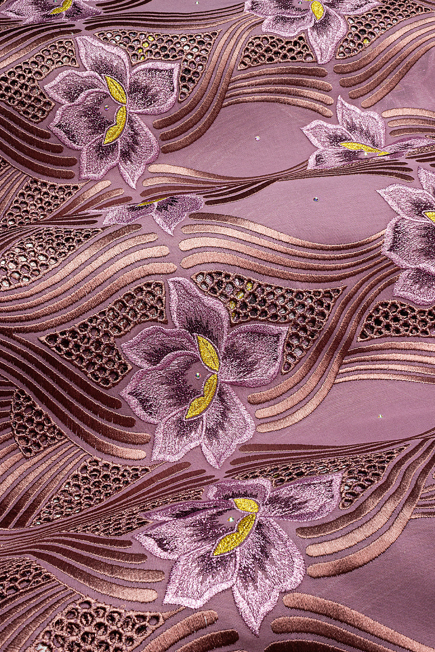 FSL764 - Stunning Fine Swiss Lace - Lavender & Gold