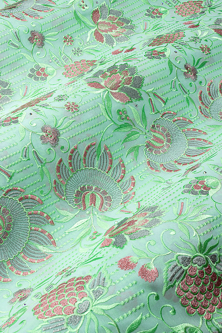 FSL801 - Stunning Fine Swiss Lace - Mint & Pink