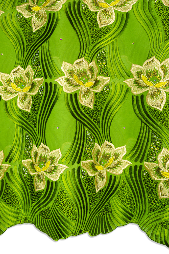 FSL764 - Stunning Fine Swiss Lace - Lime Green & Gold