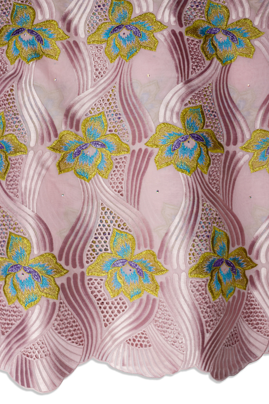 FSL763 - Stunning Fine Swiss Lace - Lavender, Gold & Turquoise