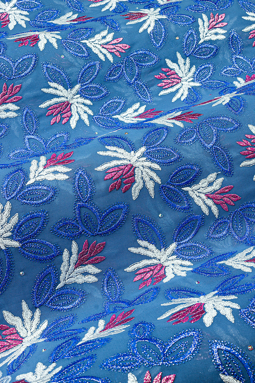 FSL772 - Stunning Fine Swiss Lace - Sky Blue & Lavender