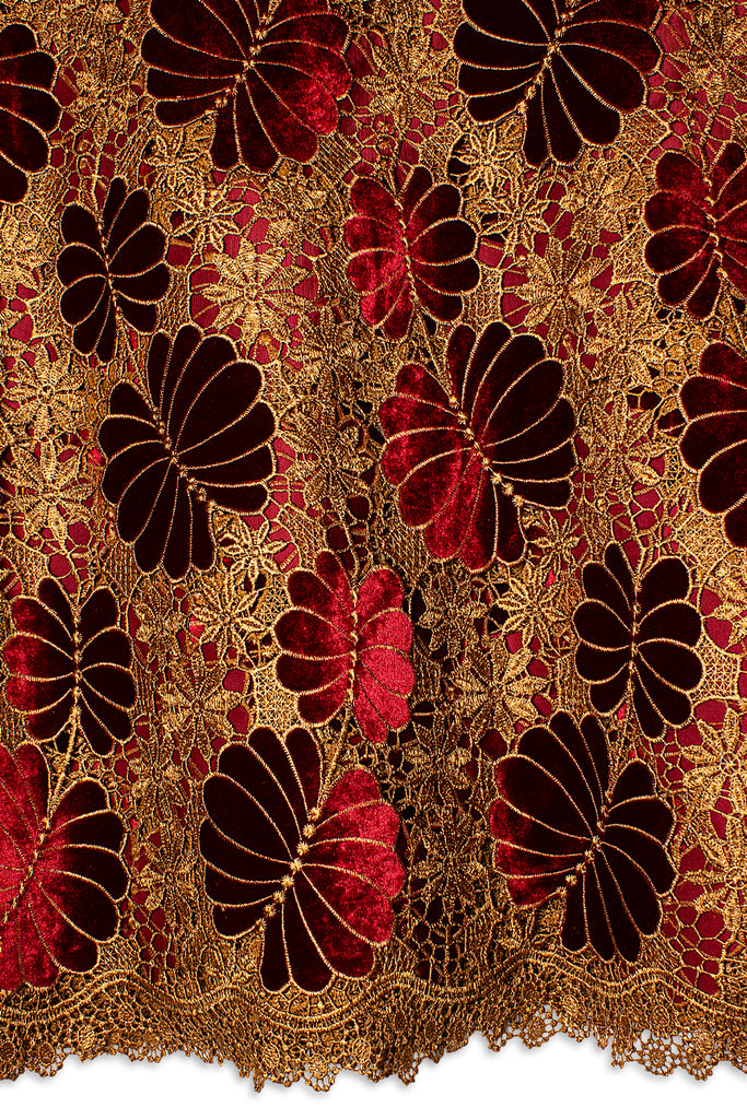 Velvet Lace in Royal Red & Gold - VVL001