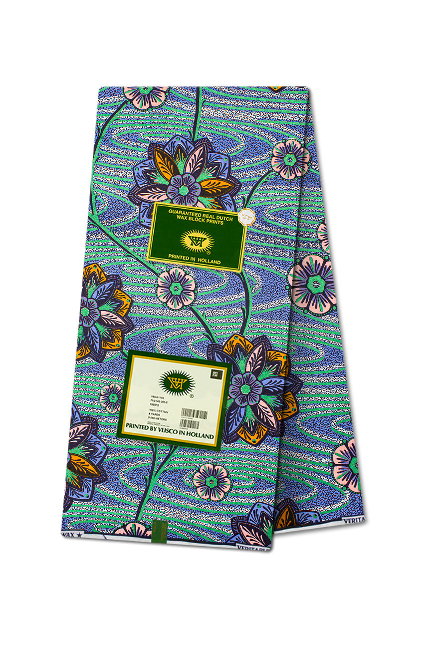 Vlisco Royal Cotton Satin Embellished Wax Print - VCS3053