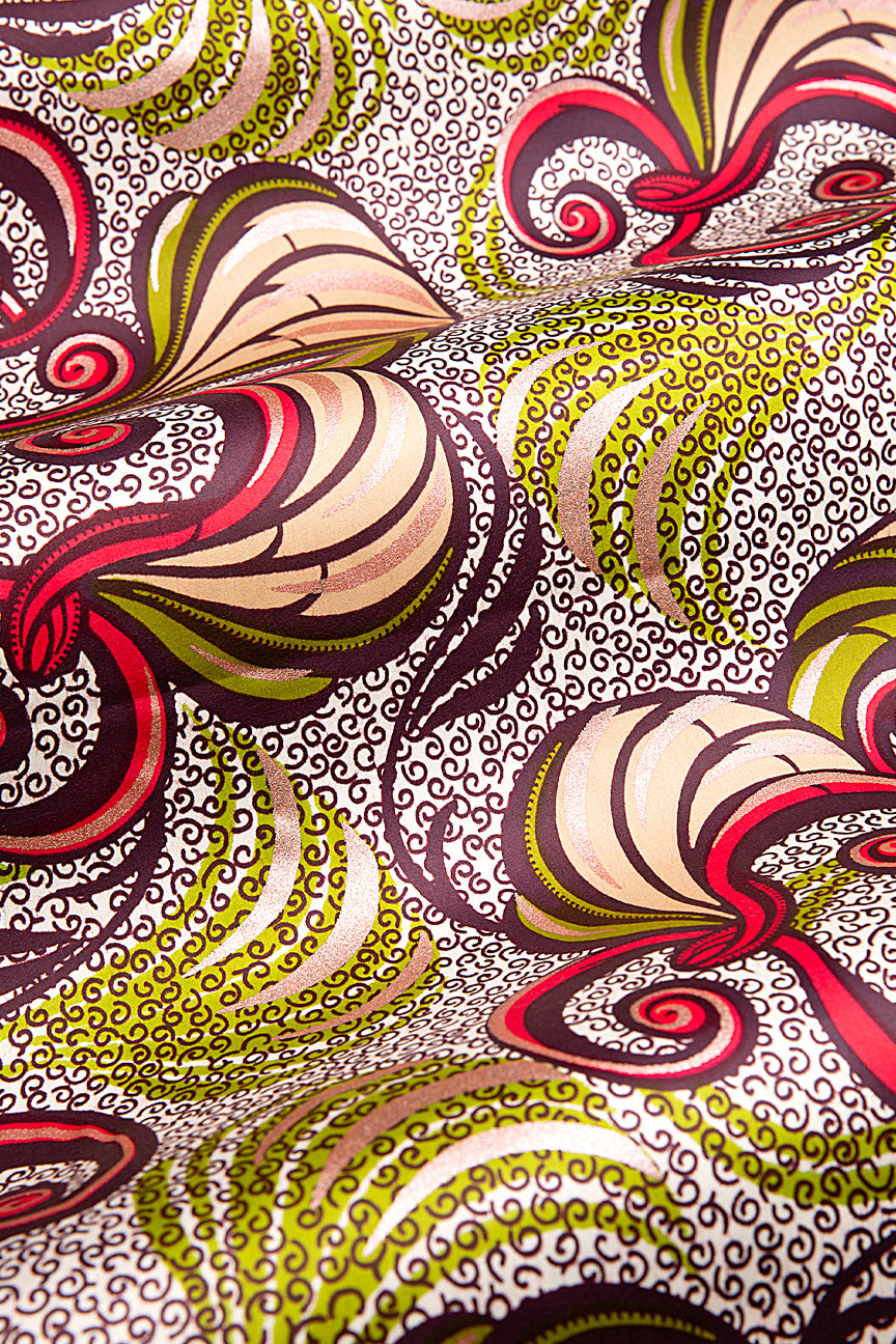 Vlisco Royal Cotton Satin Embellished Wax Print - VCS3078