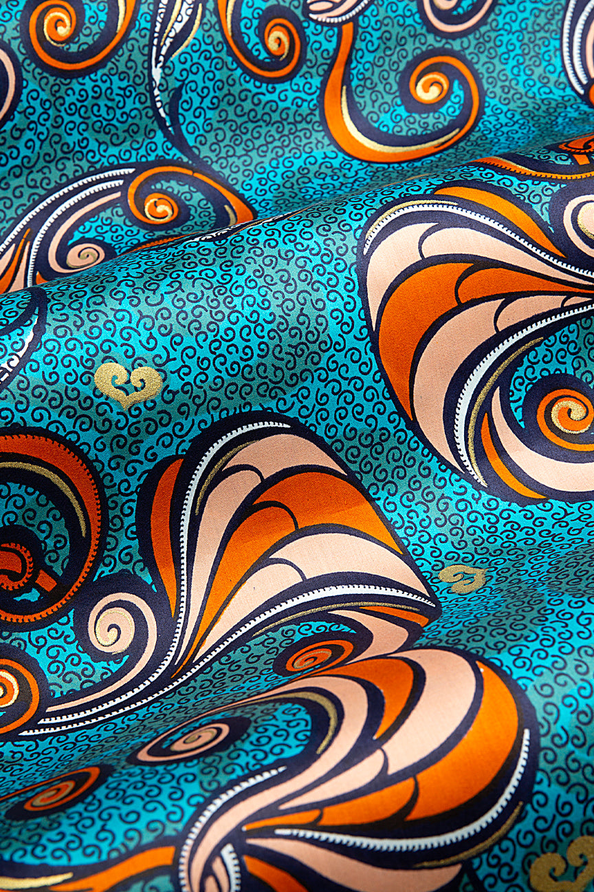 Vlisco Royal Cotton Satin Embellished Wax Print - VCS3077