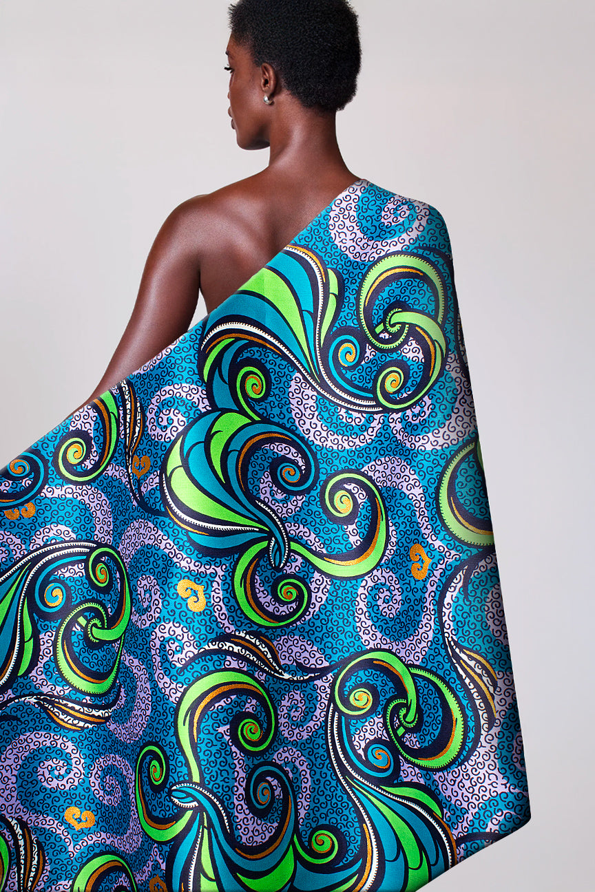 Vlisco Royal Cotton Satin Embellished Wax Print - VCS3073