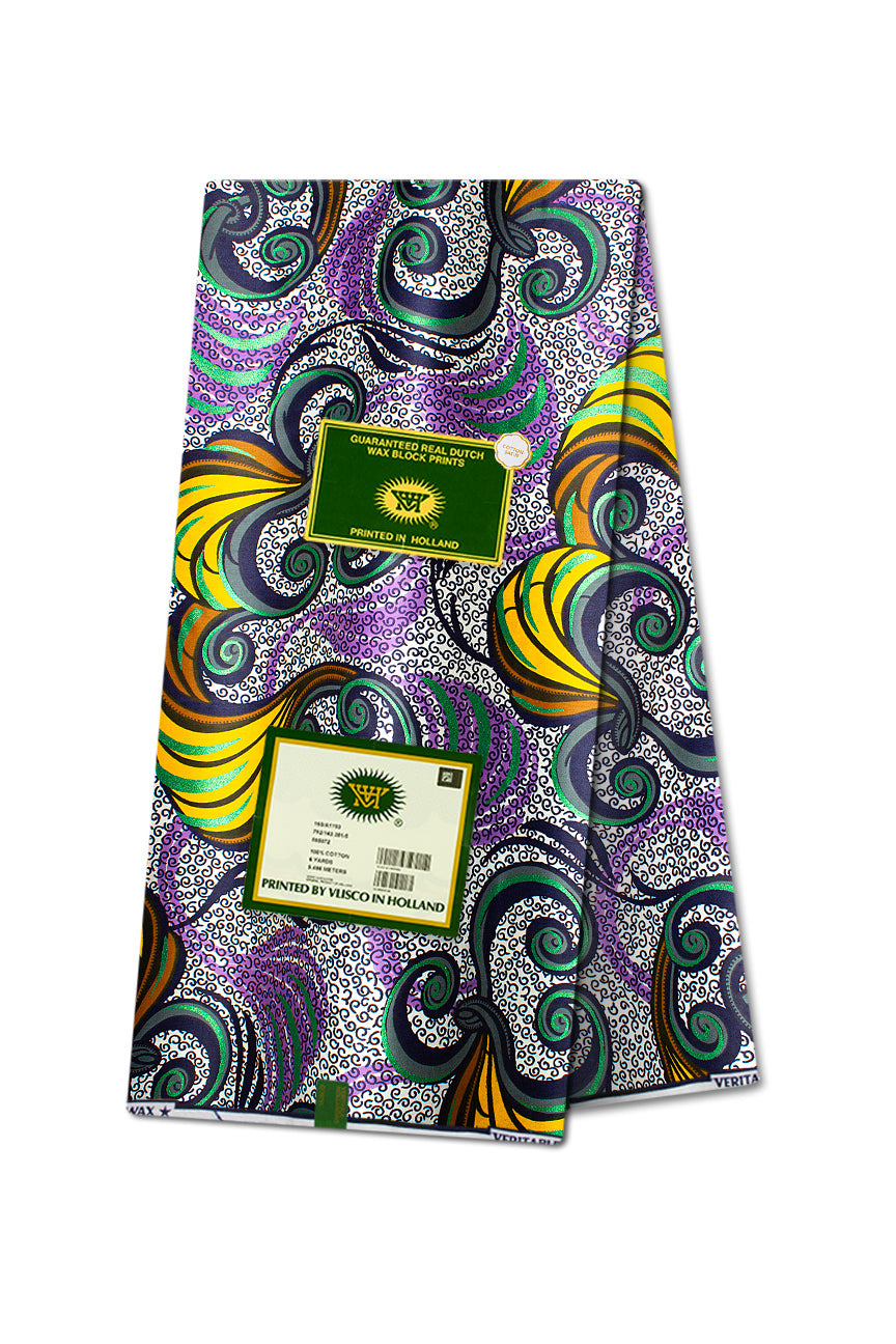 Vlisco Royal Cotton Satin Embellished Wax Print - VCS3074