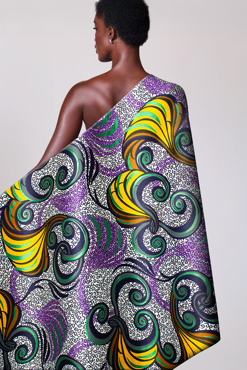 Vlisco Royal Cotton Satin Embellished Wax Print - VCS3074