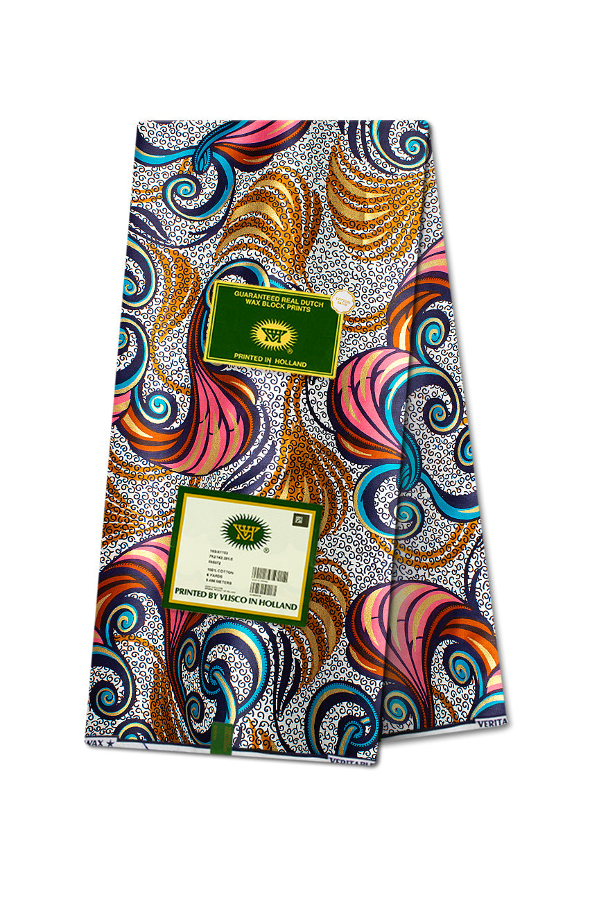 Vlisco Royal Cotton Satin Embellished Wax Print - VCS3076