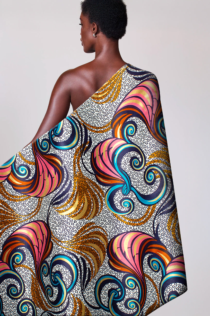 Vlisco Royal Cotton Satin Embellished Wax Print - VCS3076