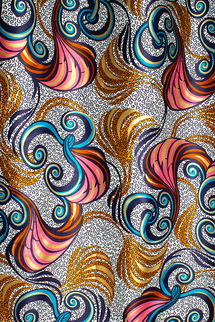 Vlisco Royal Cotton Satin Embellished Wax Print - VCS3076