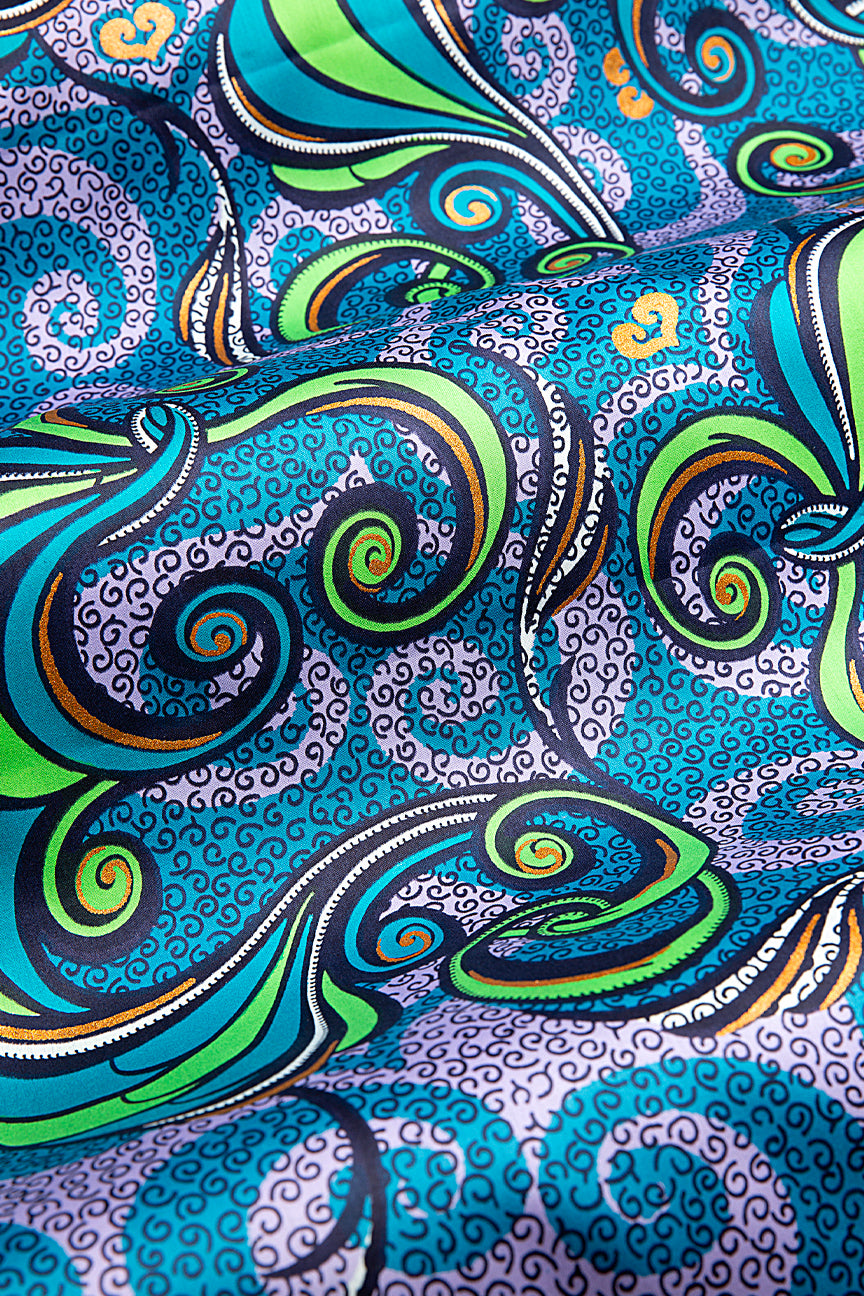 Vlisco Royal Cotton Satin Embellished Wax Print - VCS3073