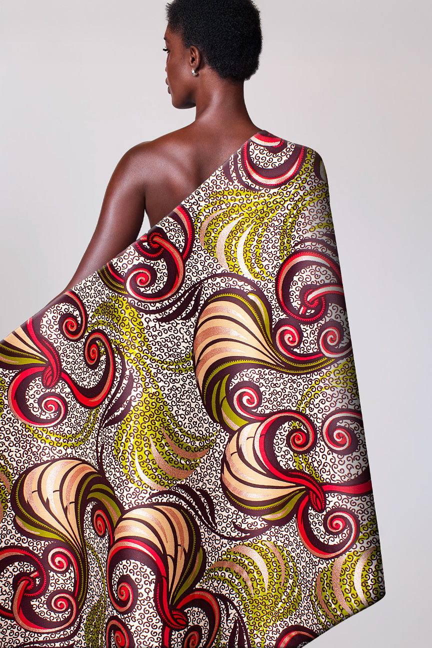 Vlisco Royal Cotton Satin Embellished Wax Print - VCS3078