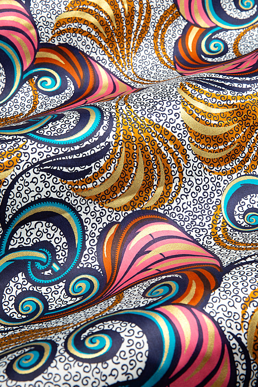 Vlisco Royal Cotton Satin Embellished Wax Print - VCS3076