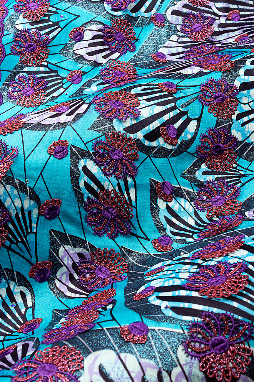 Vlisco Grand Super Exclusive Wax with Lace Embroidery - VHL5416