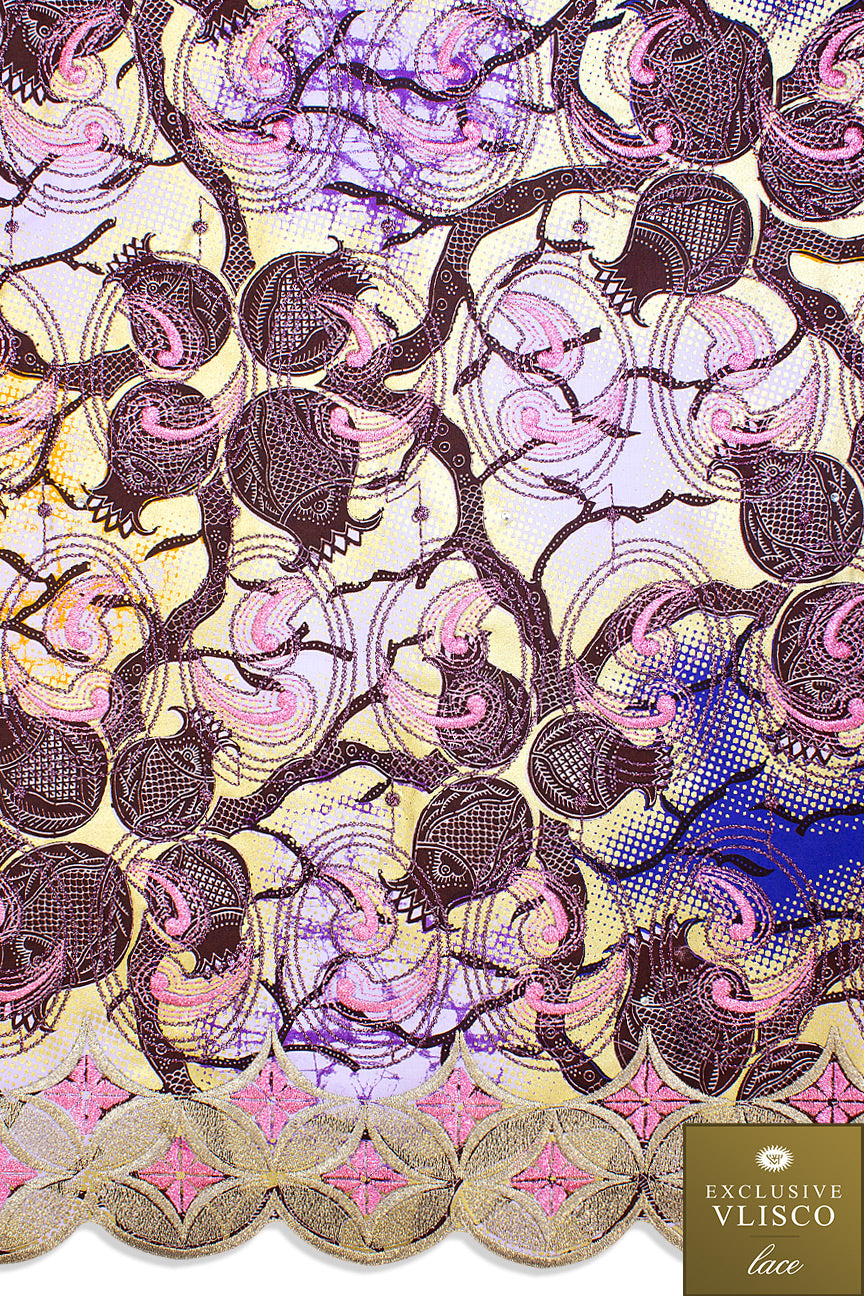 Vlisco Super Wax Gold with Lace Embroidery - VHL5121