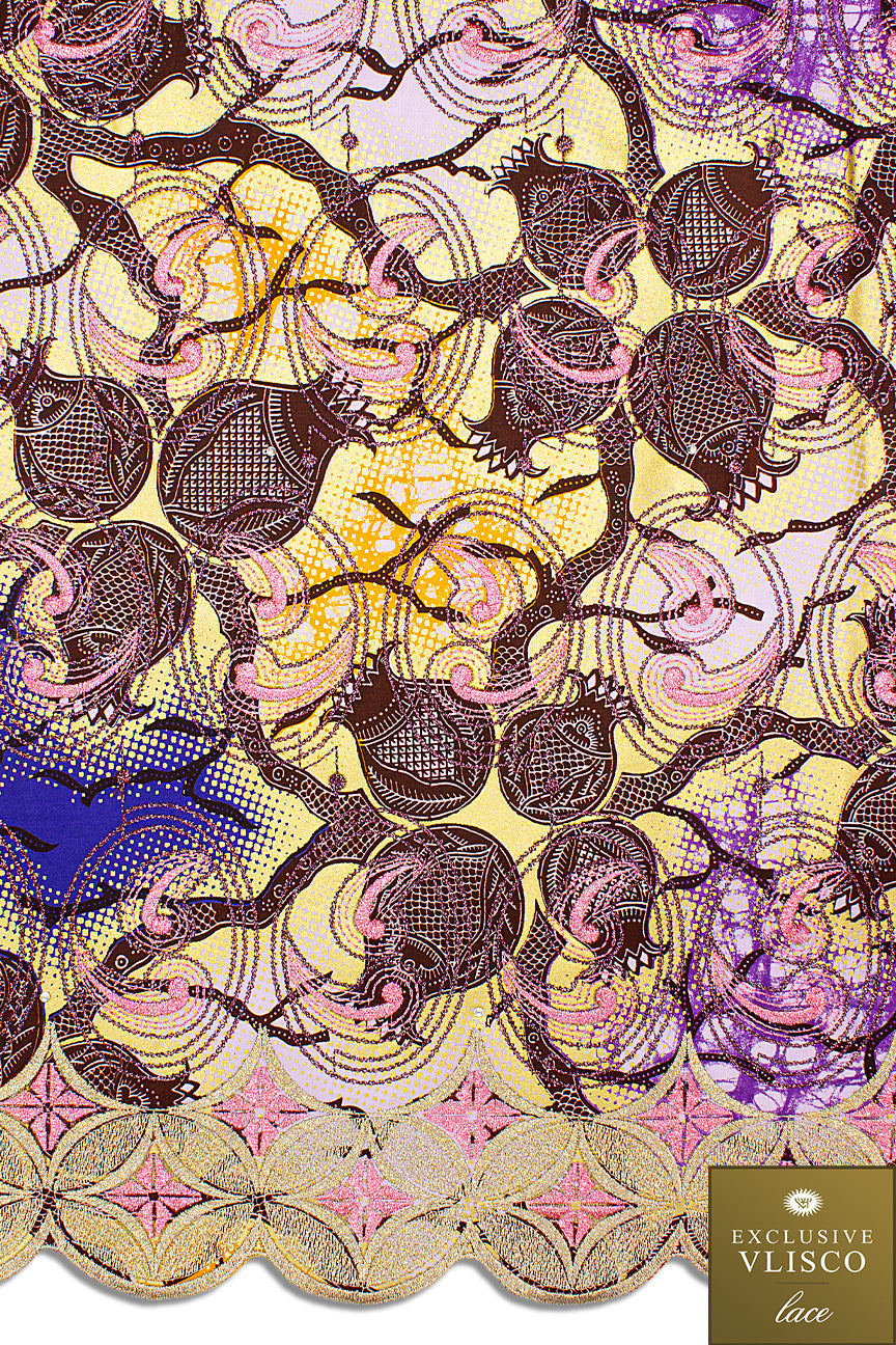 Vlisco Super Wax Gold with Lace Embroidery - VHL5168