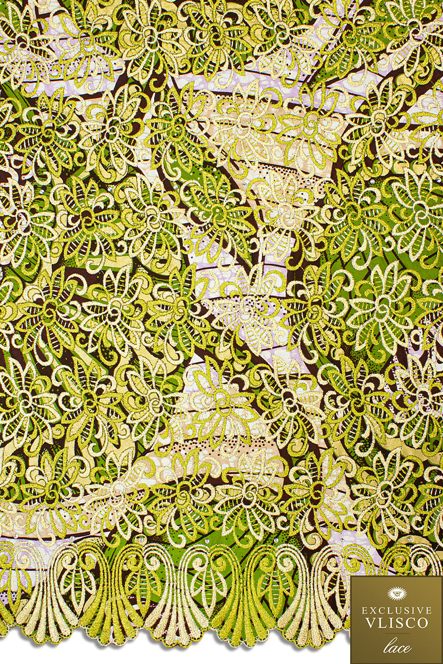 Vlisco Super Wax Gold with Lace Embroidery Exclusive Design VHL5058
