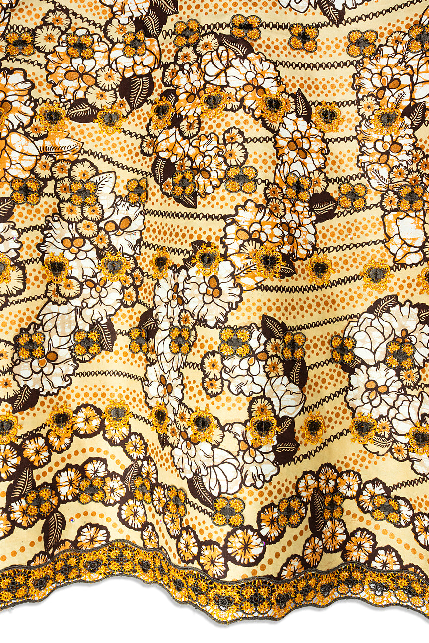 Vlisco Super Wax Gold Appliqué Lace  - VHL5373