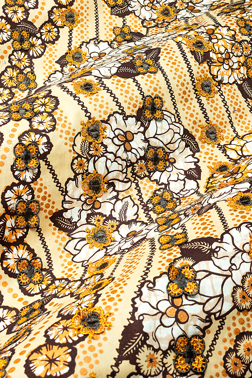Vlisco Super Wax Gold Appliqué Lace  - VHL5373