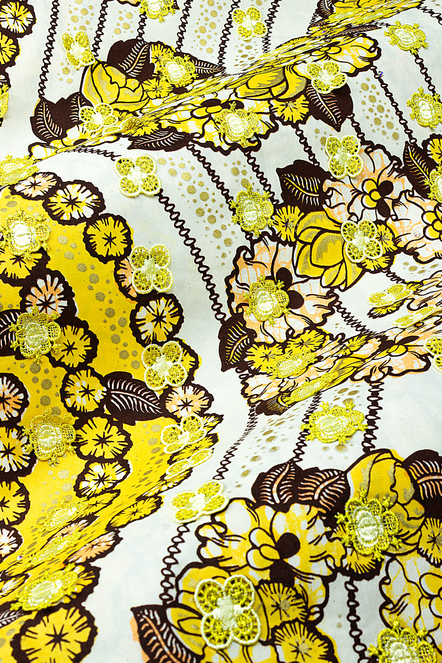 Vlisco Super Wax Gold Appliqué Lace  - VHL5374
