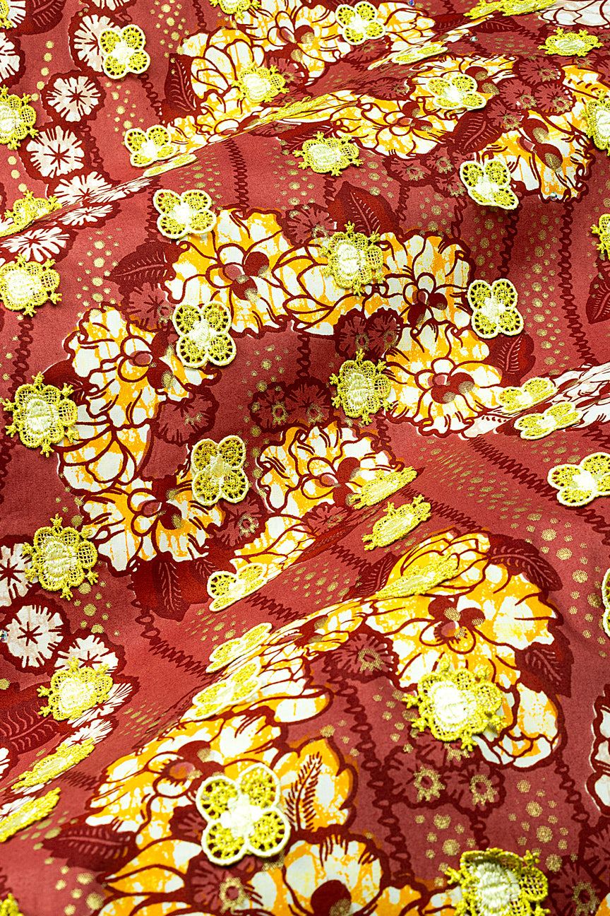 Vlisco Super Wax Gold Appliqué Lace  - VHL5377
