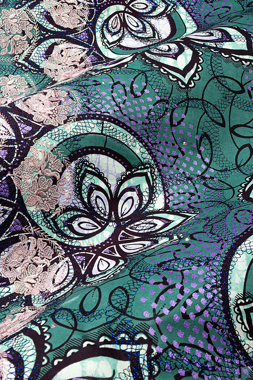 Vlisco Super Wax Gold with Lace Embroidery - VHL5382