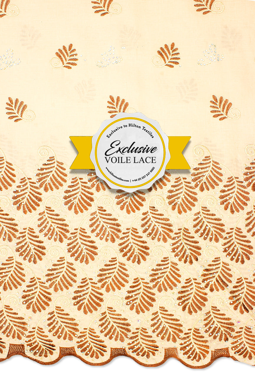 Exclusive Voile Lace  - EXL050 - Beige & Chocolate
