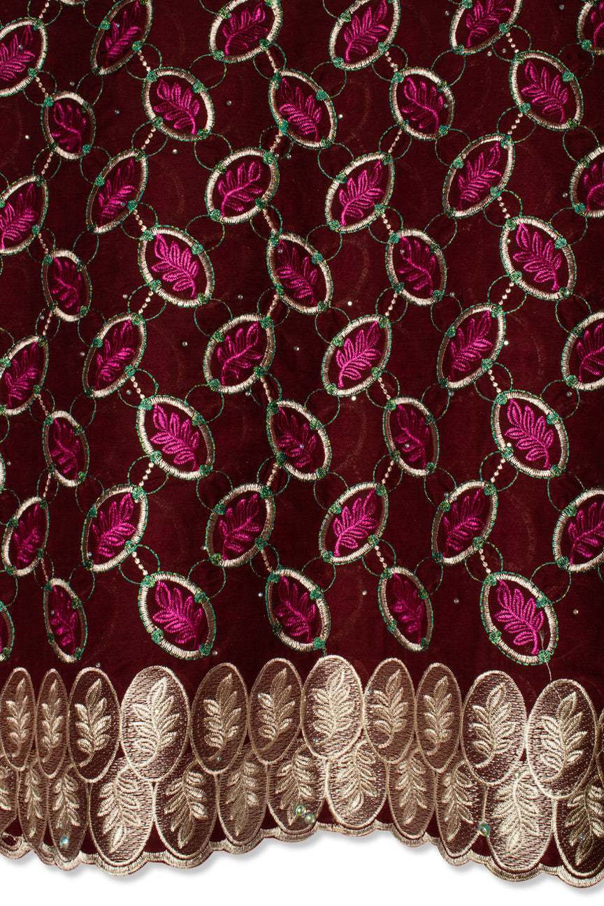 Voile Lace in Deep Red, Pink & Green - VL590