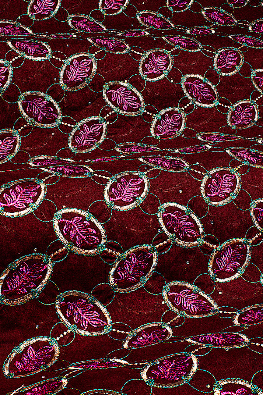 Voile Lace in Deep Red, Pink & Green - VL590